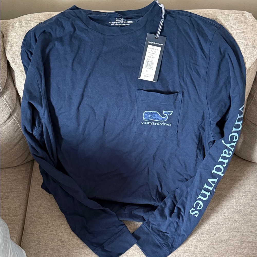 Vineyard Vines Men's Deep Blue Long Sleeve Tee